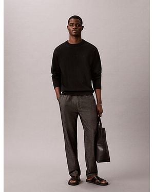 Calvin Klein Hose Aus Hose Baumwoll-Chambray Mit Tunnelzug - Schwarz