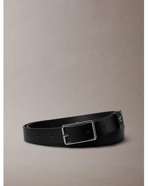 Calvin Klein Leather Monogram Hardware Belt - Grey