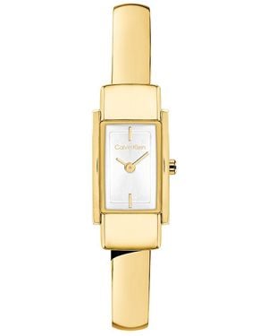 Calvin Klein Geometric Case Rounded Bangle Watch - Metallic