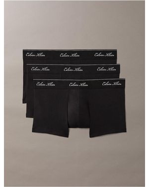 Calvin Klein Icon Cotton Stretch Script 3-Pack Low Rise Trunk - Black