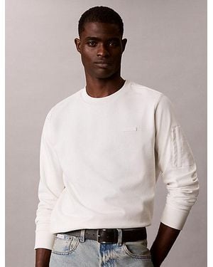 Calvin Klein Material Mix Utility Sweatshirt - Natural