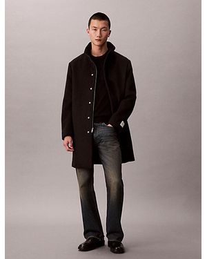 Calvin Klein Wool Blend Car Coat - Black