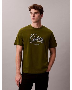 Calvin Klein Script Logo Graphic Relaxed T-Shirt - Green