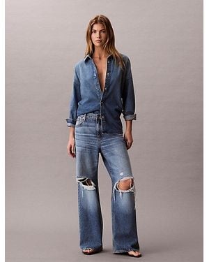 Calvin Klein Jeans Low Rise Distressed Baggy Jeans - Blue