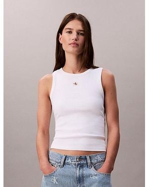Calvin Klein Jeans Ribbed Cotton Tank Top - White