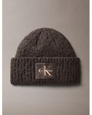 Calvin Klein Plush Satin Lined Beanie - Brown