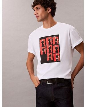 Calvin Klein Camiseta holgada con gráfico de Kate Moss - Blanco