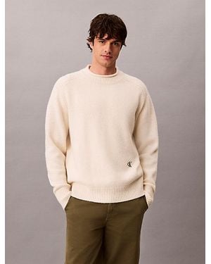 Calvin Klein Jeans Relaxed Wool Jumper - Natural