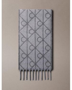 Calvin Klein Warm Wool Blend Logo Scarf - Grey