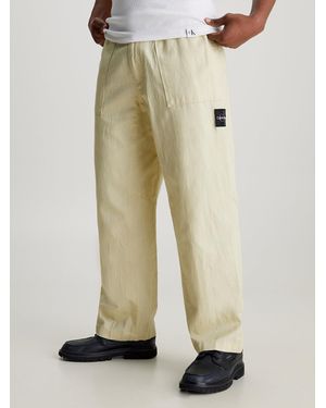 Calvin Klein Cotton Linen Trousers - Natural