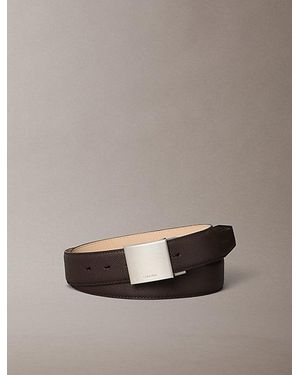 Calvin Klein Pebbled Leather Plaque Buckle Belt - Multicolour