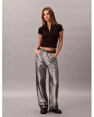 Calvin Klein Jeans Tech Knit Cropped Polo Shirt - Brown