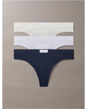 Calvin Klein Classic Comfort Cozy Waffle 3-Pack Thong - Blue
