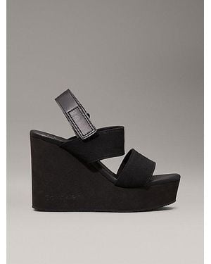 Calvin Klein Canvas Plateausandalen Met Sleehak - Grijs