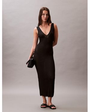 Calvin Klein Knit Rib Sleeveless Dress - Black