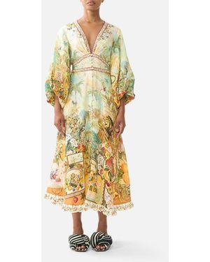 CAMILLA Shaped Waistband Midi Dress Va Va Vintage - Metallic
