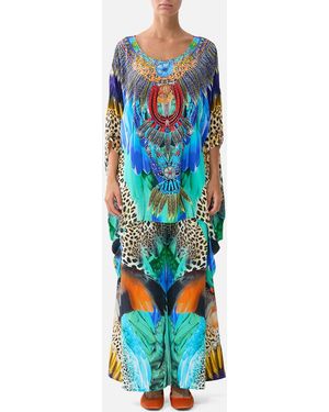 CAMILLA Scoop Back Hem Dress Jungle Flight - Blue