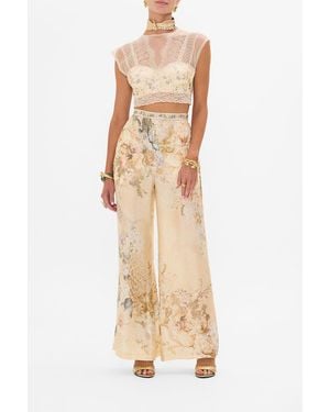 CAMILLA Lace Splice Top Adorned - Natural