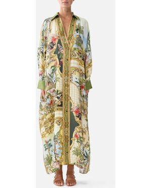 CAMILLA Wing Collar Kaftan Wanderlust Empire - Metallic