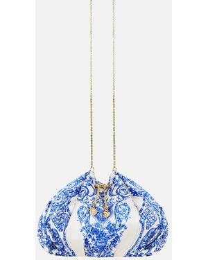 CAMILLA Drawstring Pouch Bag With Chain Strap Ceramic Panoramic - Blue