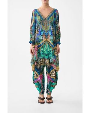 CAMILLA Short Kaftan With Cuff Animal Alchemy - Blue