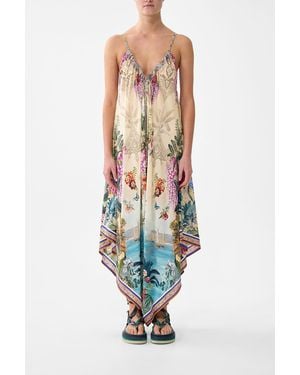 CAMILLA Draped Jumpsuit With Straps Bodrum Botanicals - White