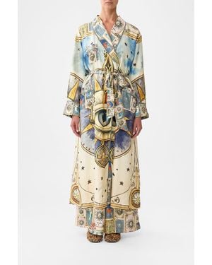 CAMILLA Long Robe With Tie My Lucky Stars - Metallic