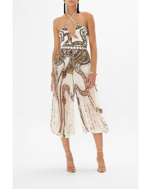 CAMILLA Cut Out Jersey Halter Neck Top Goddess Energy - Natural