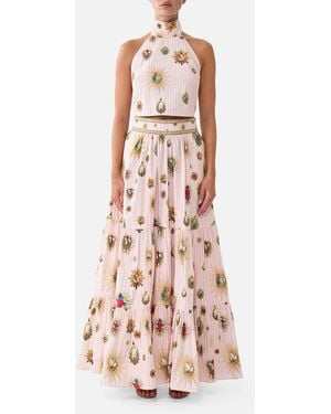CAMILLA Reversible Halter Tie Back Top Painted Prayers - Pink