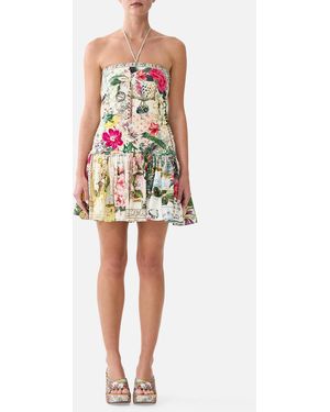 CAMILLA Mini Dress With Hem Flounce La Belle Botanique - Green