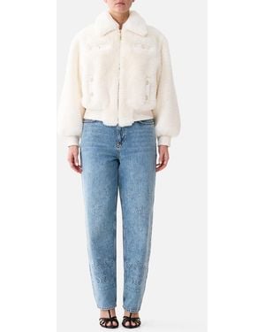 CAMILLA Faux Fur Bomber With Pocket Details Midsummer Masterpiece - Blue