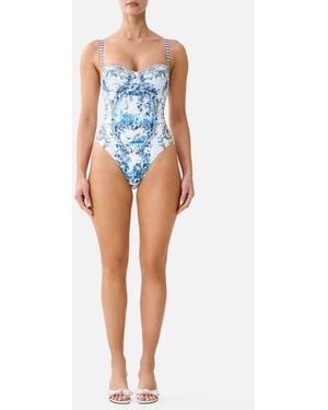 CAMILLA Ruched Cup Underwire One Piece The Porcelain Parlour - Blue
