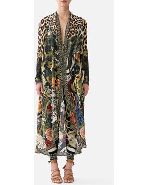 CAMILLA Long Casual Jacket With Pockets Leotigra Land - Green