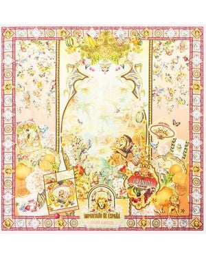 CAMILLA Large Crystalled Silk Square Scarf Va Va Vintage - Metallic