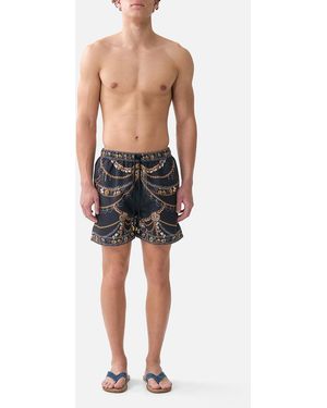 CAMILLA Mid Length Boardshort With Elastic Waist Amulets And Alchemy - White