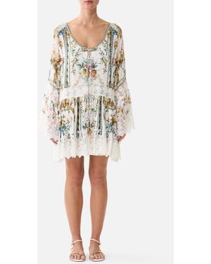 CAMILLA Tie Front Ruffle Dress Ballad Of The Bibliothèque - Natural