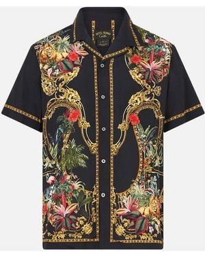 CAMILLA Short Sleeve Camp Collared Shirt Palace Zoology - Black