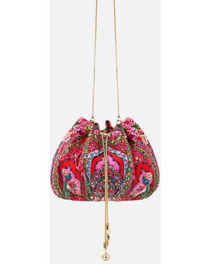 CAMILLA Drawstring Pouch Bag With Chain Strap Heirloom Empire - Red
