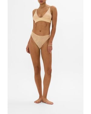 CAMILLA Mesh High Waist High Leg Brief Solid Nude - Natural