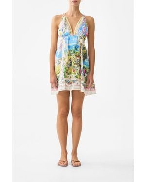 CAMILLA Short Flared Dress With Hardware Navàs Nouveau - Blue