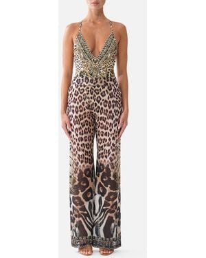 CAMILLA Mesh Straight Leg Beach Pant Leotigra Land - Brown