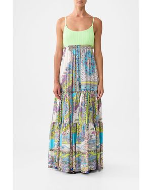 CAMILLA Long Dress With Knit Front Bodice Magic Carpet Ride - White