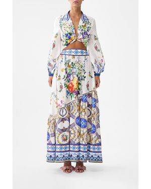 CAMILLA Skirt With Shaped Seam Tiles Darls - White