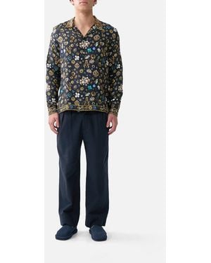 CAMILLA Long Sleeve Camp Collared Shirt Amulets And Alchemy - Black