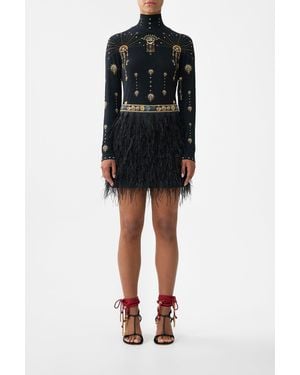 CAMILLA Feather Mini Skirt Amulets And Alchemy - Black