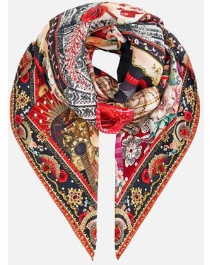 CAMILLA Large Crystalled Silk Square Scarf Daughters Of Duende - Red