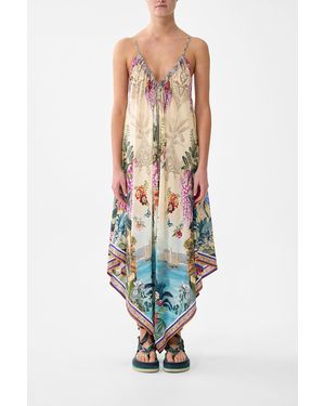 CAMILLA Draped Jumpsuit With Straps Bodrum Botanicals - White