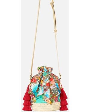 CAMILLA Tie Top Bucket Bag With Tassels Meet Me - White