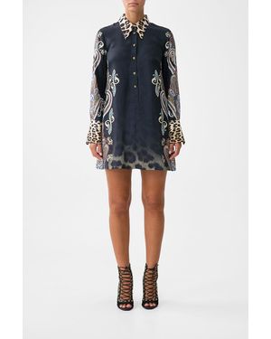 CAMILLA Mini Shirt Dress Istanbul Animalia - Black