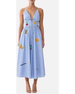 CAMILLA Waistband Dress With Tie Detail Magic Of The Mercado - Blue